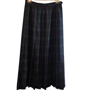 BURBERRYS VINTAGE 100% WOOL PLEATED PLAID TARTAN SKIRT SIZE 6